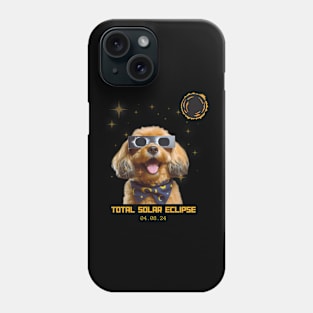 Total Solar Eclipse 2024 Cute Dog Wearing Solar Eclipse Glasses Phone Case