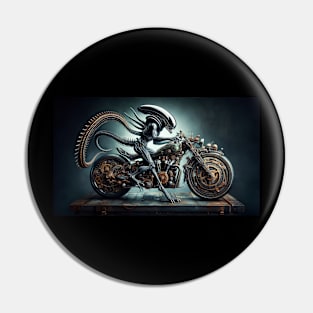 Steampunk Alien Biker Pin