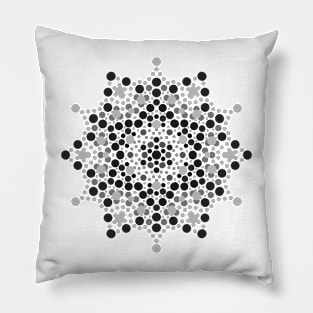 Dot mandala grey scale Pillow