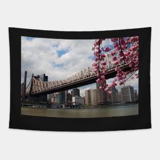 Cherry Blossoms Under the Queensborough Bridge 2 Tapestry