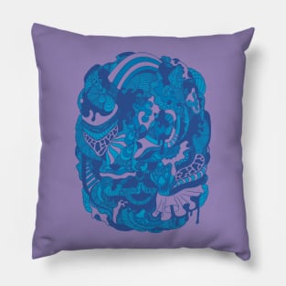 Mountain Blue Abstract Wave of Thoughts No 2 Pillow