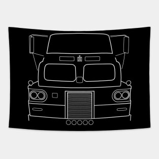 International Harvester Sightliner classic truck white outline graphic Tapestry