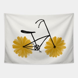 Flowered Power Bicycle Yellow Daisy Tapestry