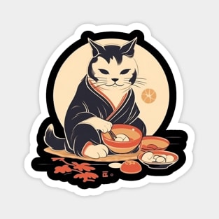 Cat Enjoying Sushi Magnet