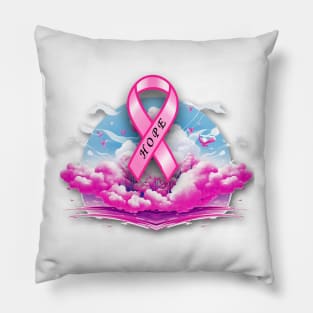 Breast Cancer Awareness Hope Ribbon Pillow
