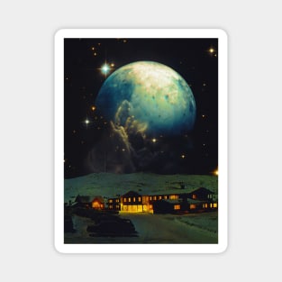 In The Night - Space Collage, Retro Futurism, Sci-Fi Magnet