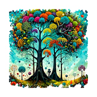 Cosmic Trees - Surreal Graphic T-Shirt