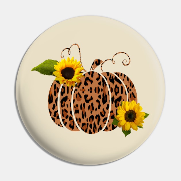 Leopard Print Pumpkin Sunflowers Seasonal Autumn Pin by Sassee Designs