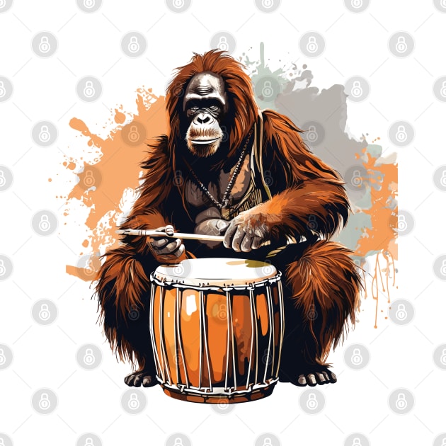 Orangutan playing drums by Graceful Designs