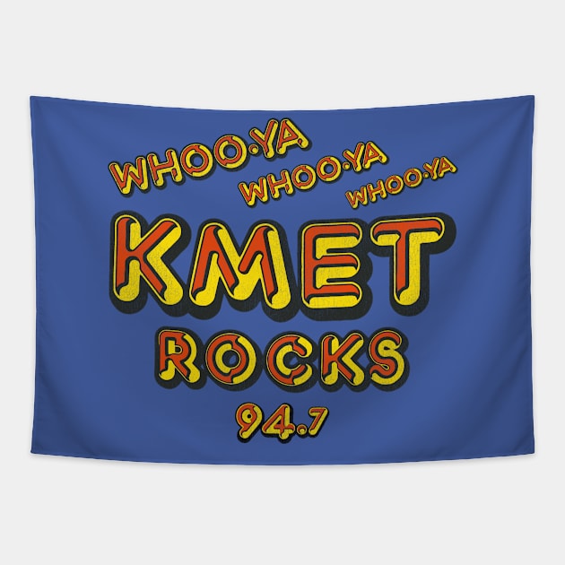 KMET Rocks Retro Defunct Los Angeles Radio Station Tapestry by darklordpug