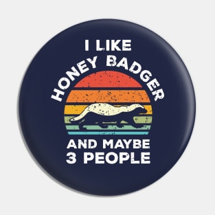 I Like Honey Badger and Maybe 3 People, Retro Vintage Sunset with Style Old Grainy Grunge Texture Pin