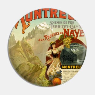 Montreux Switzerland Vintage Travel Poster 1894 Pin