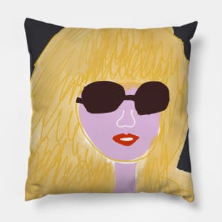 Blond girl with sun glasses Pillow