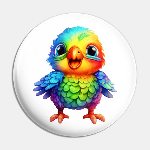 Rainbow Baby Bird Pin by Chromatic Fusion Studio