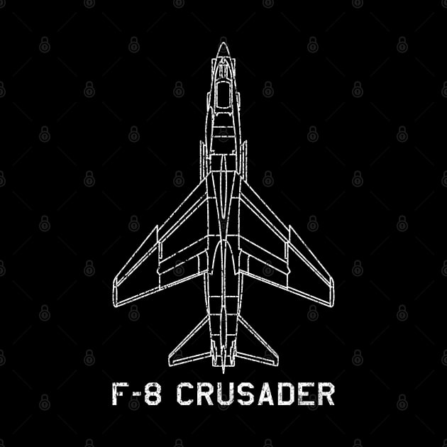 Vought F-8 Crusader Airplane Aircraft Blueprint Plane Art by Battlefields
