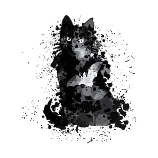 Black cat drawn with dots T-Shirt