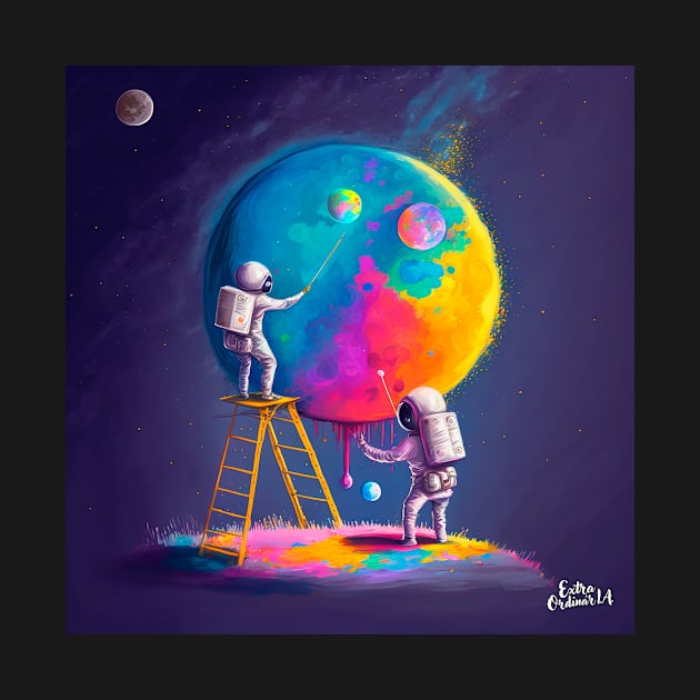 Cute Astronauts Painting The Moon by extraordinar-ia