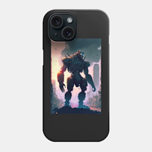 Giant futuristic robot cyborg Monkey attacking the city Phone Case