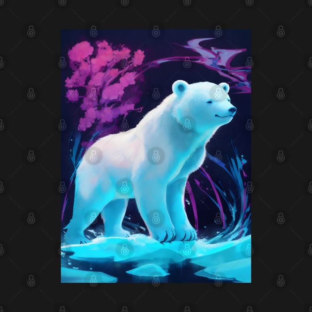 Cute neon polar bear by Spaceboyishere