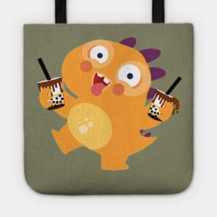 Orange Dino boba  Crazy over boba milk tea Tote