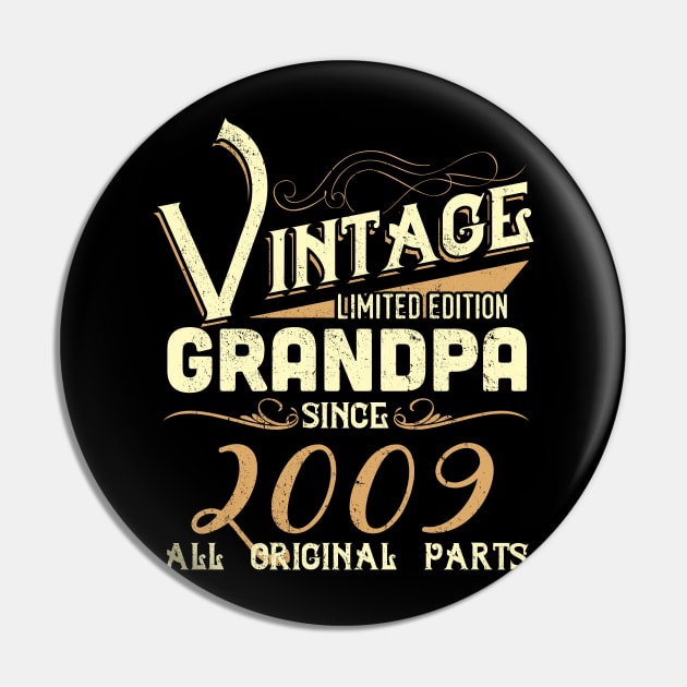 Vintage Grandpa Since 2009 Funny Man Myth Legend Daddy Pin by johnbbmerch