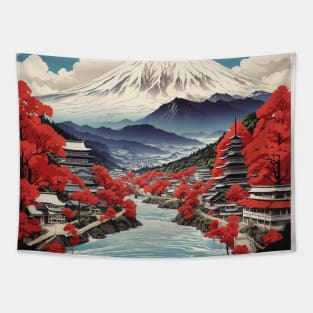 Iwate Japan Travel Vintage Tourism Poster Tapestry