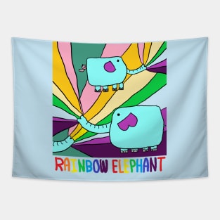 rainbow elephant Tapestry