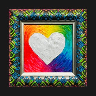 Rainbow Heart Love Mixed Media Art T-Shirt