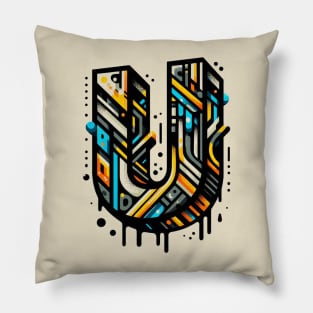 Letter U design graffity style Pillow