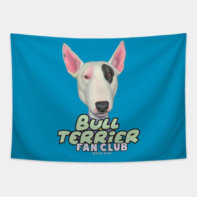 Cute adorable sweet White Bull Terrier Wearing Shirt and Tie Tapestry by Danny Gordon Art