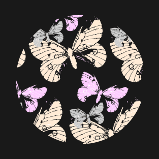 Butterflies on black T-Shirt