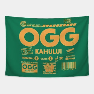 Vintage Kahului OGG Maui Airport Code Travel Day Retro Travel Tag Hawaii Tapestry