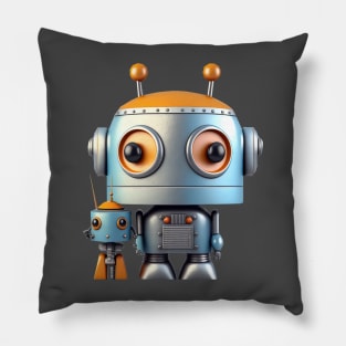 Cute Vintage Robot with Sidekick Pillow