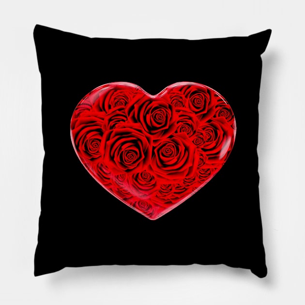 Heart of Roses Pillow by zuzugraphics