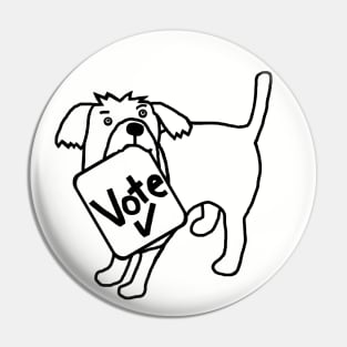 Cute Dog says Vote Outline Pin