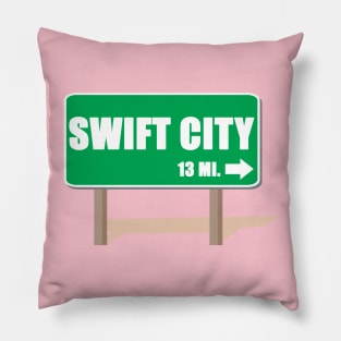 Swift City 13 Mi Road Sign Pillow