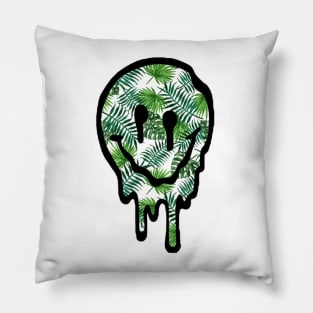 Palm Tree Drippy Smiley Face Pillow