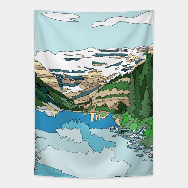 Lake Louise, near Banff, Canadian Rockies - digital art Tapestry by JennyCathcart