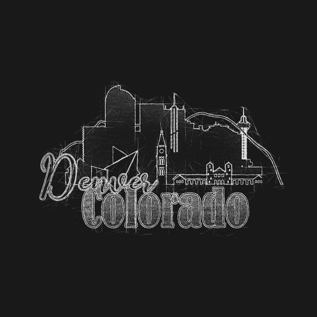 Denver Colorado Grunge Skyline T-shirt by DimDom