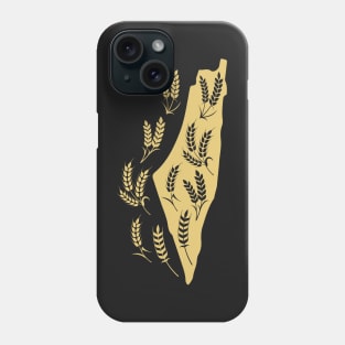 Map of Palestine Designed with Wheat Spikes Sunbula the Symbol of Freedom and Endless Giving- gld Phone Case