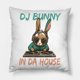 DJ Bunny In Da House Funny Rabbit DJ With Sunglasses Easter Pillow