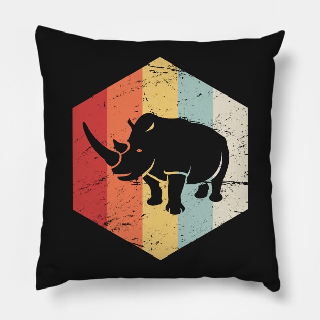 Retro 70s Rhino Pillow by MeatMan