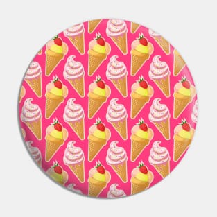 Kawaii pink pattern with pink strawberry ice cream Pin