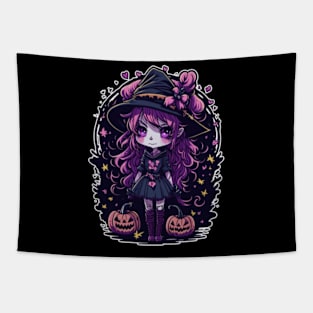 Mystical Enchanter - Adorable Halloween Witch Tapestry