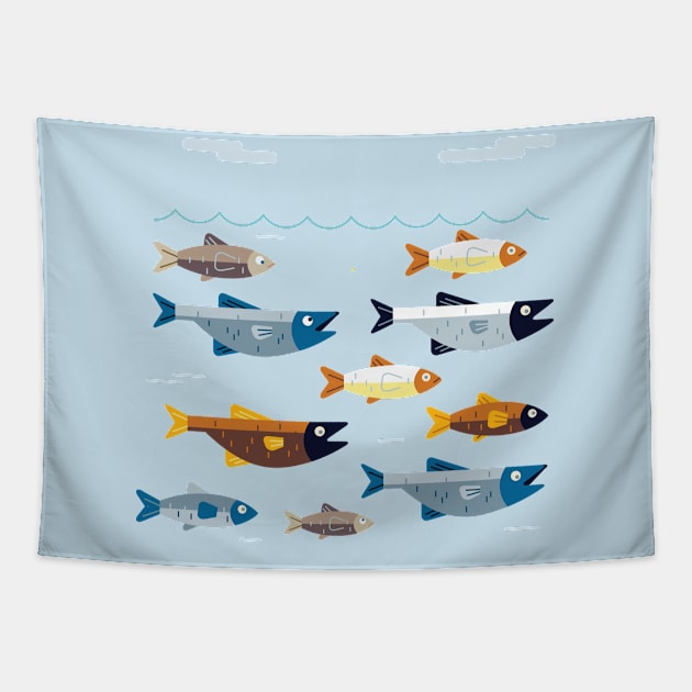 Fish School Tapestry by RussellTateDotCom