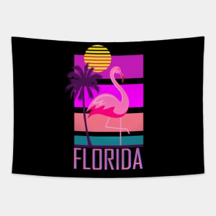 Florida Synthwave Inspired Flamingo Design Tapestry