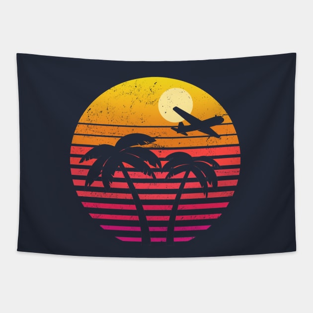 Retro Summer Island Tapestry by iconicole