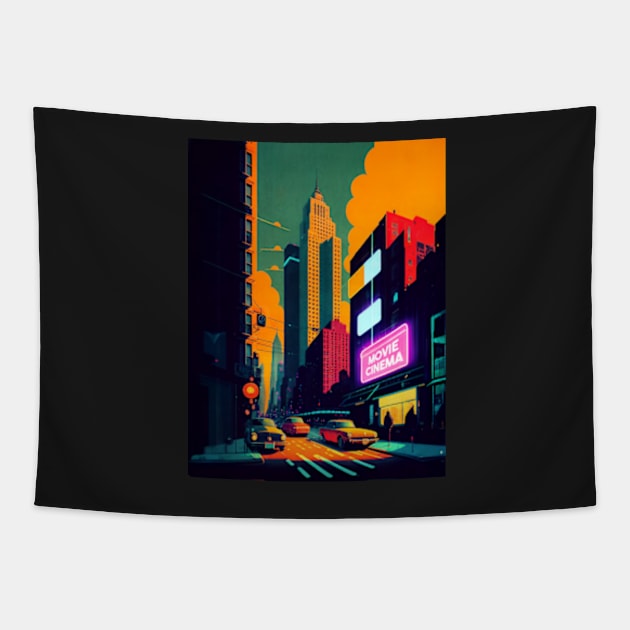 New York Street Scene Tapestry by ArtFactoryAI