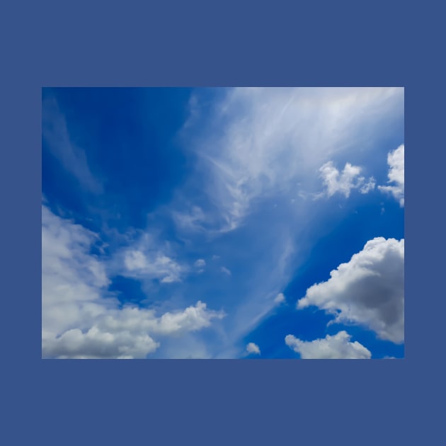 Fluffy white cloud shapes at blue sky. by kall3bu