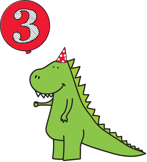 Kids 3rd Birthday Dinosaur Shirt Kids T-Shirt by HungryDinoDesign